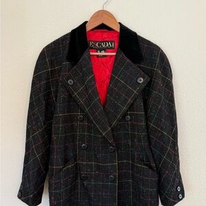 Escada Margaretha Ley Women's 38 Wool Double Breasted Blazer with Velvet Collar